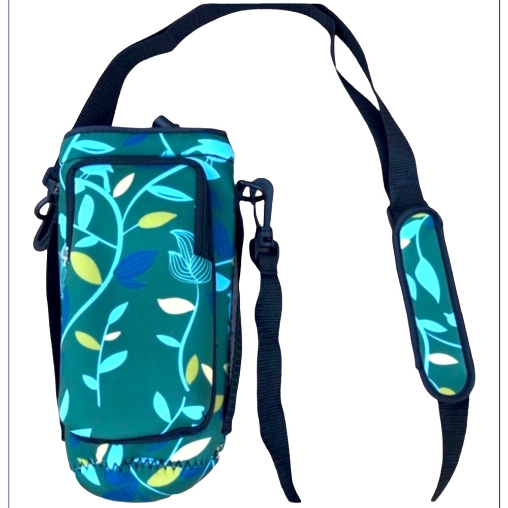 SALE 🌼 Sport Bottle Neoprene Holder Crossbody Extra Large Nature Print New - Picture 4 of 16